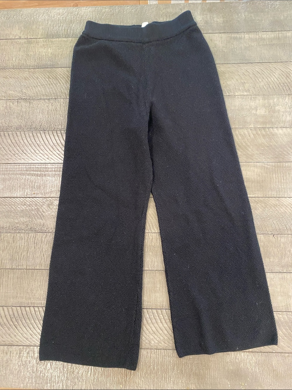 Kids Black Knit Wide-Leg Pants